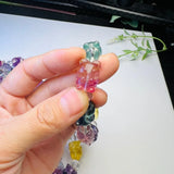 Rainbow Fluorite Fortune Cat Bracelet Crystal Reiki Healing Stone Gift
