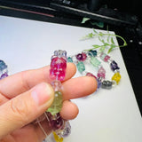 Rainbow Fluorite Fortune Cat Bracelet Crystal Reiki Healing Stone Gift