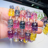 Rainbow Fluorite Fortune Cat Bracelet Crystal Reiki Healing Stone Gift