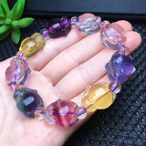 Natural Rainbow Fluorite Fox Bracelet Crystal Healing Stone Jewelry