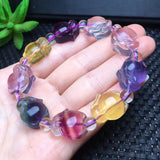 Natural Rainbow Fluorite Fox Bracelet Crystal Healing Stone Jewelry