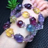 Natural Rainbow Fluorite Fox Bracelet Crystal Healing Stone Jewelry