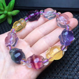 Natural Rainbow Fluorite Fox Bracelet Crystal Healing Stone Jewelry