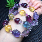 Natural Rainbow Fluorite Fox Bracelet Crystal Healing Stone Jewelry