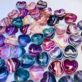 Natural Rainbow Fluorite Heart Bowl Home Decoration