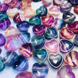 Natural Rainbow Fluorite Heart Bowl Home Decoration