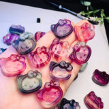1 Pc Rainbow Fluorite KT Cat Bowl Home Decor Crystal Healing Stone Gift