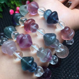 Natural Rainbow Fluorite Mushroom Bracelet Crystal Reiki Healing Stone