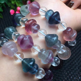 Natural Rainbow Fluorite Mushroom Bracelet Crystal Reiki Healing Stone