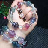 Natural Rainbow Fluorite Mushroom Bracelet Crystal Reiki Healing Stone