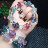 Natural Rainbow Fluorite Mushroom Bracelet Crystal Reiki Healing Stone
