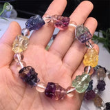 Rainbow Fluorite Nine-Tailed Fox Bracelet - Crystal Healing Stone Jewelry