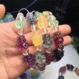 Rainbow Fluorite Nine-Tailed Fox Bracelet - Crystal Healing Stone Jewelry