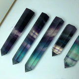 Fengbaowu Natural Rainbow Fluorite Point Tower Healing Stone