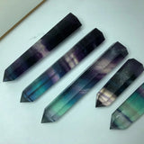 Fengbaowu Natural Rainbow Fluorite Point Tower Healing Stone