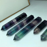 Fengbaowu Natural Rainbow Fluorite Point Tower Healing Stone