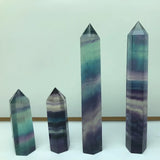 Fengbaowu Natural Rainbow Fluorite Point Tower Healing Stone
