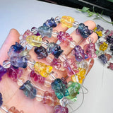 Rainbow Fluorite Rabbit Bracelet Reiki Healing Stone Jewelry