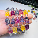 Rainbow Fluorite Rabbit Bracelet Reiki Healing Stone Jewelry