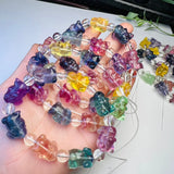Rainbow Fluorite Rabbit Bracelet Reiki Healing Stone Jewelry