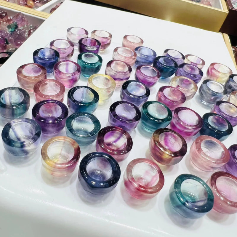 Rainbow Fluorite Round Bowl Crystal Healing Stone