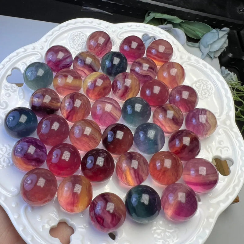 Natural Rainbow Fluorite Sphere Ball for Jewelry Making