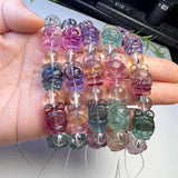 Rainbow Fluorite Bunny Bracelet Reiki Healing Stone Gift
