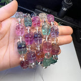 Rainbow Fluorite Bunny Bracelet Reiki Healing Stone Gift