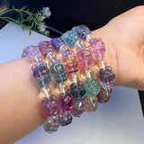 Rainbow Fluorite Bunny Bracelet Reiki Healing Stone Gift