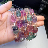 Rainbow Fluorite Bunny Bracelet Reiki Healing Stone Gift