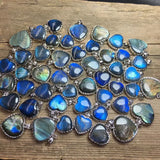 Natural Rainbow Labradorite Heart Pendant Crystal Healing Stone Jewelry