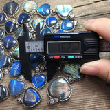 Natural Rainbow Labradorite Heart Pendant Crystal Healing Stone Jewelry