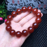 Red Agate Carnelian Bracelet Round Bead Crystal Healing Stone