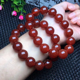 Red Agate Carnelian Bracelet Round Bead Crystal Healing Stone