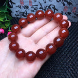 Red Agate Carnelian Bracelet Round Bead Crystal Healing Stone