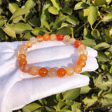 Natural Red Carnelian Agate Bracelet Round Beads Crystal Healing Stone