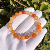 Natural Red Carnelian Agate Bracelet Round Beads Crystal Healing Stone