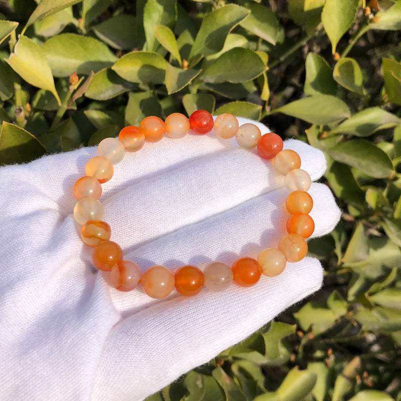 Natural Red Carnelian Agate Bracelet Round Beads Crystal Healing Stone