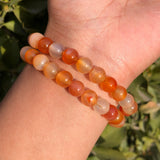 Natural Red Carnelian Agate Bracelet Round Beads Crystal Healing Stone