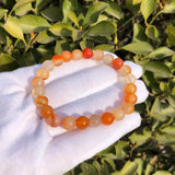 Natural Red Carnelian Agate Bracelet Round Beads Crystal Healing Stone