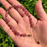 Natural Red Gem Tourmaline Elbaite Bracelet Round Beads Crystal Healing Stone