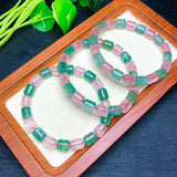 Fengbaowu Strawberry Quartz Barrel Bead Bracelet