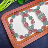 Red Green Strawberry Quartz Cube Bracelet Crystal Healing Stone Jewelry