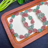 Red Green Strawberry Quartz Cube Bracelet Crystal Healing Stone Jewelry