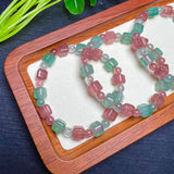 Red Green Strawberry Quartz Cube Bracelet Crystal Healing Stone Jewelry