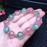 Fengbaowu Red Green Strawberry Quartz Heart Bracelet Crystal Reiki Jewelry
