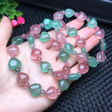 Fengbaowu Red Green Strawberry Quartz Heart Bracelet Crystal Reiki Jewelry
