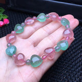 Fengbaowu Red Green Strawberry Quartz Heart Bracelet Crystal Reiki Jewelry