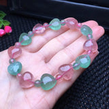 Fengbaowu Red Green Strawberry Quartz Heart Bracelet Crystal Reiki Jewelry
