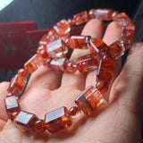 Red Hematoid Quartz Bracelet Cuboid Beads Crystal Reiki Healing Stone